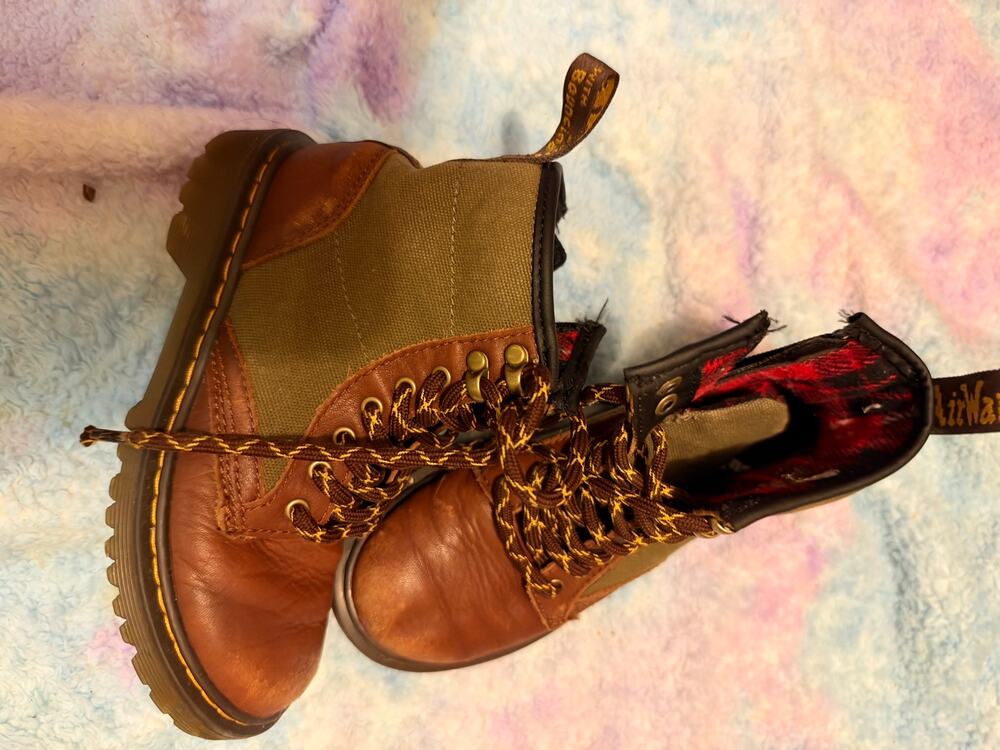 Dr. Martens 1460 Panel mix-material combat boots.